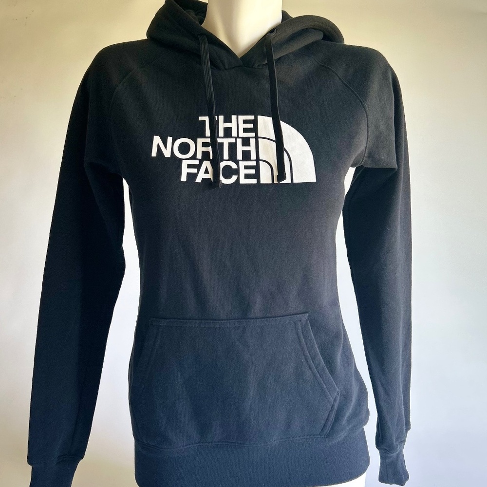New The North Face Black Cotton Polyester Long Sleeve Hoodie size S